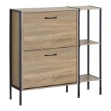 Dollap këpucësh për 12 palë Karleva pakoworld në ngjyrë lisi me metal të zi 88x24x87cm