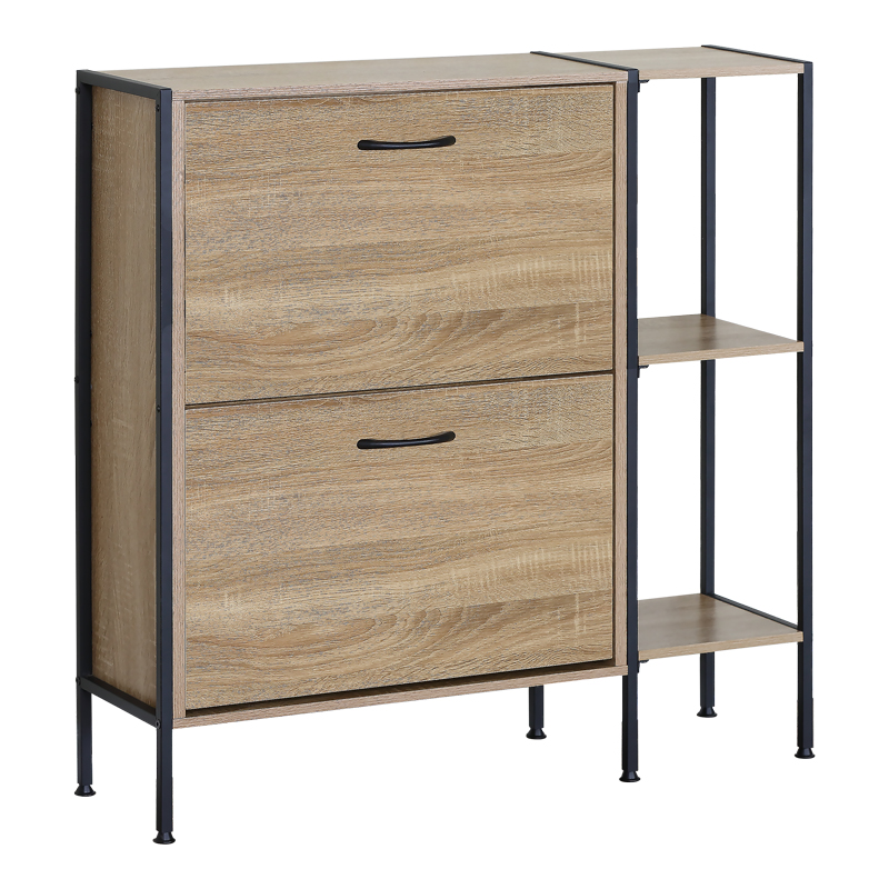 Dollap këpucësh për 12 palë Karleva pakoworld në ngjyrë lisi me metal të zi 88x24x87cm