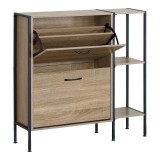 Dollap këpucësh për 12 palë Karleva pakoworld në ngjyrë lisi me metal të zi 88x24x87cm