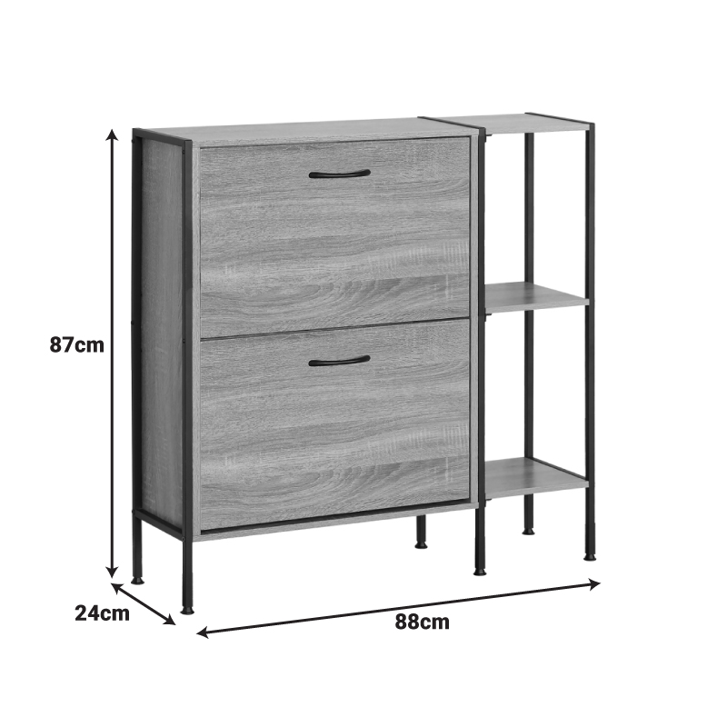 Dollap këpucësh për 12 palë Karleva pakoworld në ngjyrë lisi me metal të zi 88x24x87cm