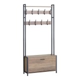 Njësi hyrjeje Ventoria pakoworld në ngjyrë lisi me metal të zi 84x30x182cm