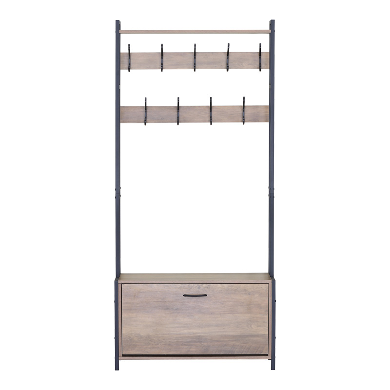 Njësi hyrjeje Ventoria pakoworld në ngjyrë lisi me metal të zi 84x30x182cm