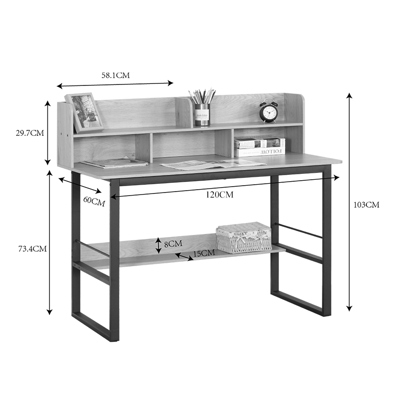 Tavolinë pune Biuro pakoworld lis-metal i zi 120x60x103cm