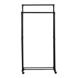 Varëse rrobash dyshemeje Ganco pakoworld metal i zi 74.5x39x157cm