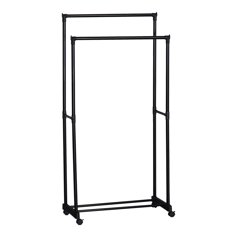 Varëse rrobash dyshemeje Ganco pakoworld metal i zi 74.5x39x157cm