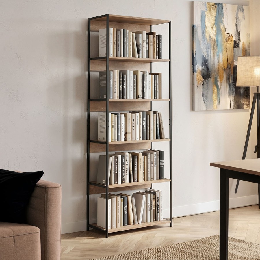 Bibliotekë Kaliano pakoworld lisi-metal i zi 59.5x35x176.5cm
