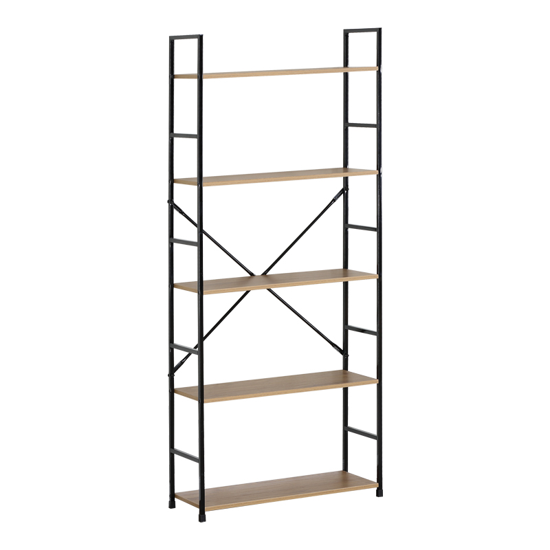 Bibliotekë Manlo pakoworld OAK me metal të zi 58.6x23.5x144cm