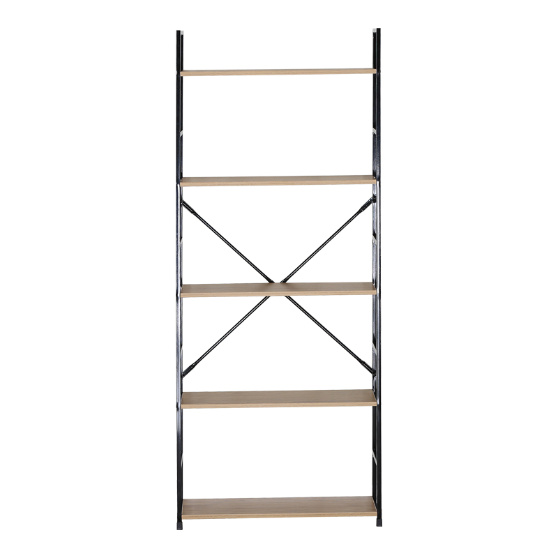 Bibliotekë Manlo pakoworld OAK me metal të zi 58.6x23.5x144cm
