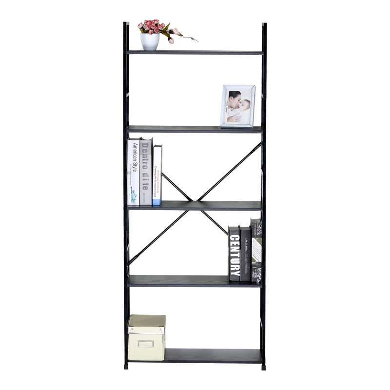 Bibliotekë Manlo pakoworld metal i zi 58.6x23.5x144cm