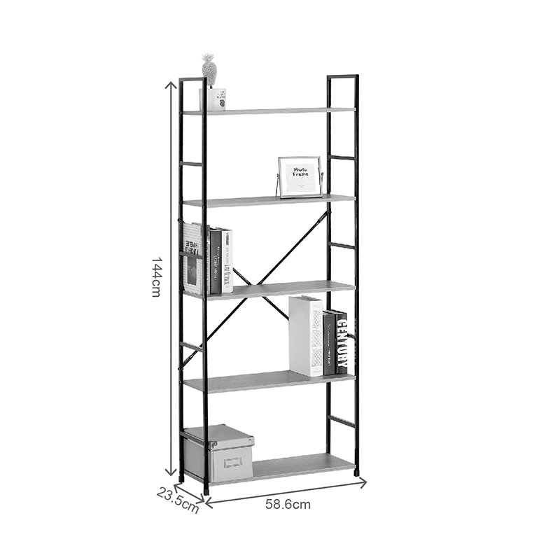 Bibliotekë Manlo pakoworld metal i zi 58.6x23.5x144cm