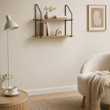 Raft muri Fema pakoworld OAK me metal të zi 60x20x52cm