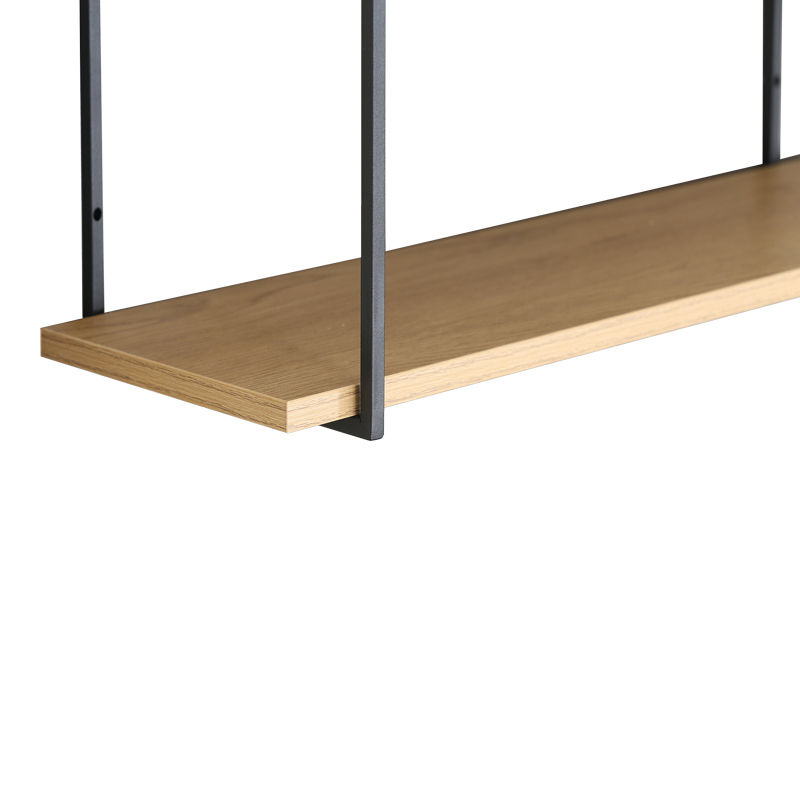 Raft muri Fema pakoworld OAK me metal të zi 60x20x52cm