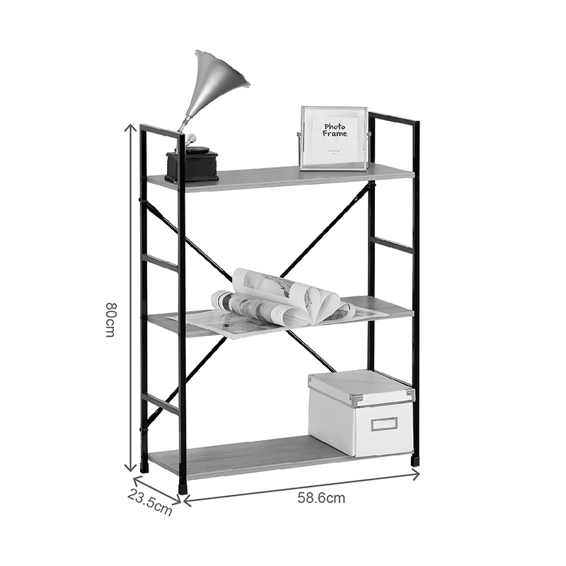 Bibliotekë-raft Manlo pakoworld metal i zi 58.6x23.5x80cm