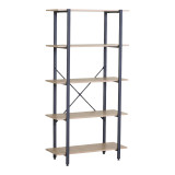Bibliotekë Nebranzo pakoworld OAK me metal të zi 80x34x155.3cm