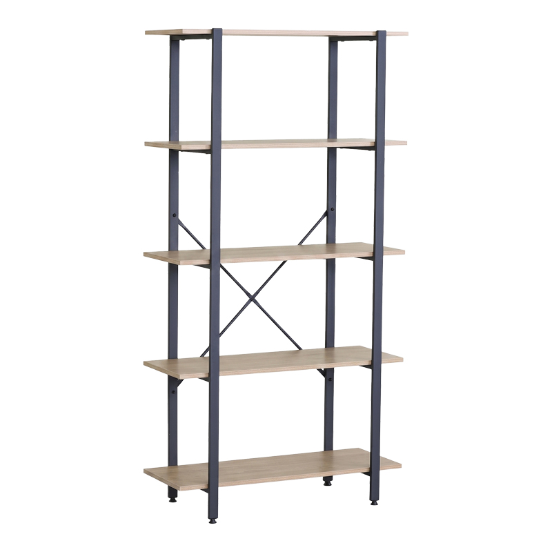 Bibliotekë Nebranzo pakoworld OAK me metal të zi 80x34x155.3cm