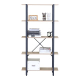 Bibliotekë Nebranzo pakoworld OAK me metal të zi 80x34x155.3cm