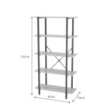 Bibliotekë Nebranzo pakoworld OAK me metal të zi 80x34x155.3cm