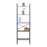 Bibliotekë Jebia pakoworld OAK me metal të zi 56x37x172.2cm