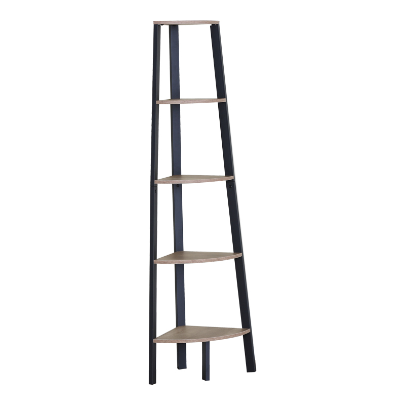 Bibliotekë këndi Arvia pakoworld OAK me metal të zi 53.4x37.8x160.3cm