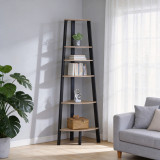 Bibliotekë këndi Arvia pakoworld OAK me metal të zi 53.4x37.8x160.3cm