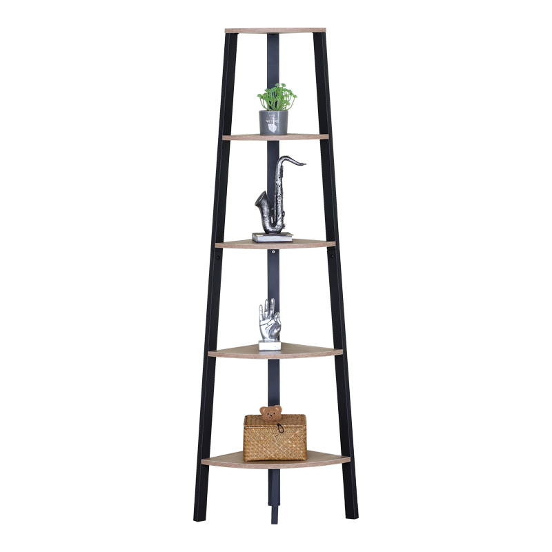 Bibliotekë këndi Arvia pakoworld OAK me metal të zi 53.4x37.8x160.3cm