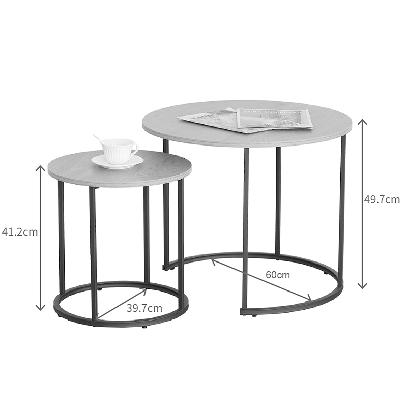 Tavolina kafeje Pelanda pakoworld set prej 2 copë OAK me metal të zi