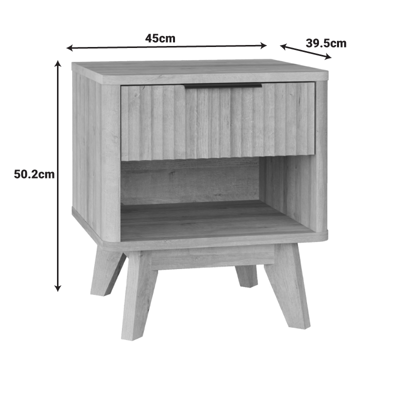 Komodinë Hamea pakoworld mdf në nuancë natyrale 45x39.5x50.2cm