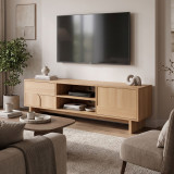 Mbajtëse televizori Jenfia pakoworld mdf në nuancë natyrale 150x39x45.5cm