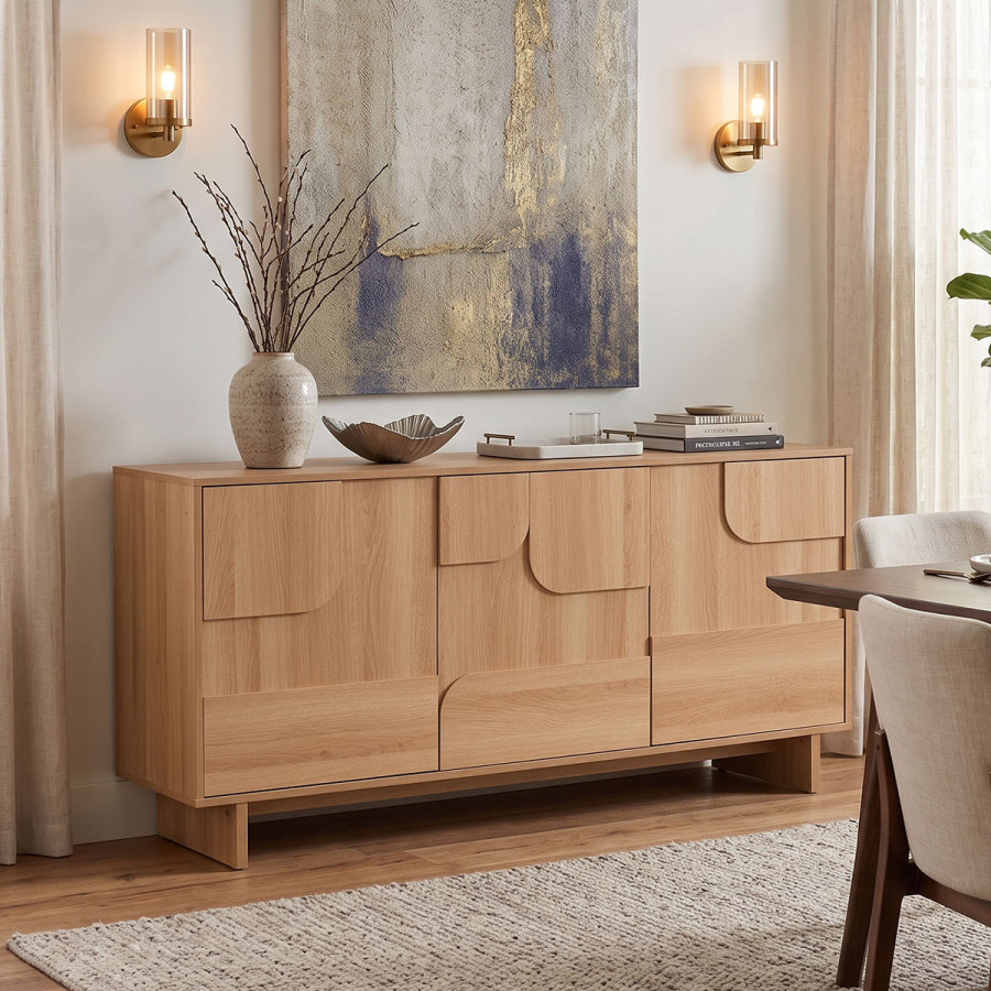 Bufe Jenfia pakoworld mdf në nuancë natyrale 150x39x75.5cm