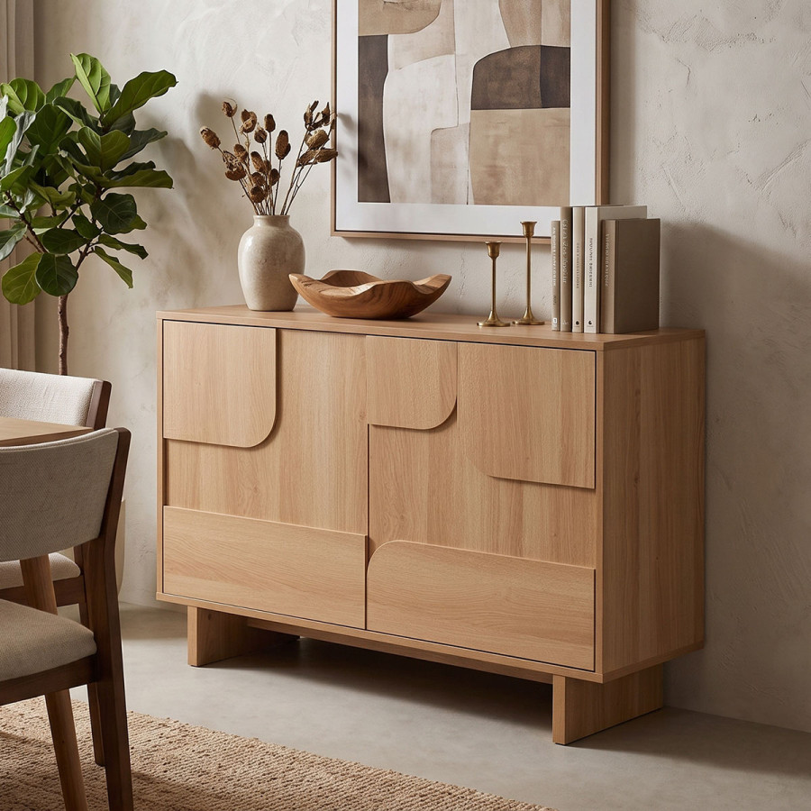 Bufe Jenfia pakoworld mdf në nuancë natyrale 101,2x39x75.5cm