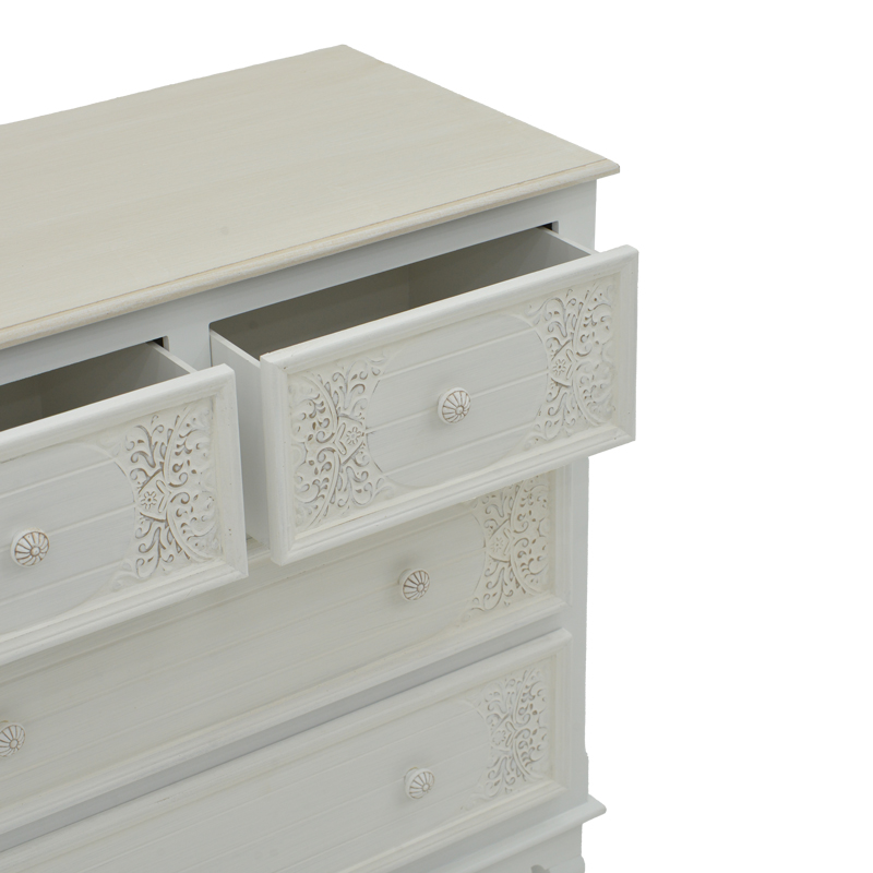 Komodinë Pazlen Inart ngjyrë e bardhë antike mdf 80x40x80cm