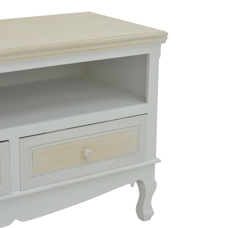Komodin TV Joliene Inart ngjyrë natyrale-e bardhë antike mdf 100x42x61cm
