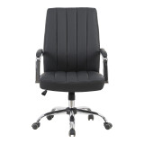 Karrige zyre menaxheri Mido pakoworld pu e zezë 58x71x100-106cm