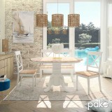 Tavolinë ngrënieje Lars pakoworld e zgjerueshme e bardhë-natyrale D100(+38)x100x75cm