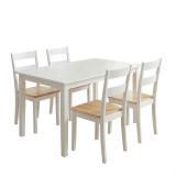 Set Mabor-York pakoworld me 5 pjesë tavolinë ngrënieje e zgjerueshme, dru i bardhë, 120-150x80x73.8cm