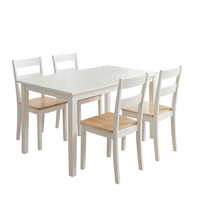 Set Mabor-York pakoworld me 5 pjesë tavolinë ngrënieje e zgjerueshme, dru i bardhë, 120-150x80x73.8cm