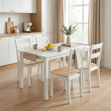 Set Mabor-York pakoworld me 5 pjesë tavolinë ngrënieje e zgjerueshme, dru i bardhë, 120-150x80x73.8cm
