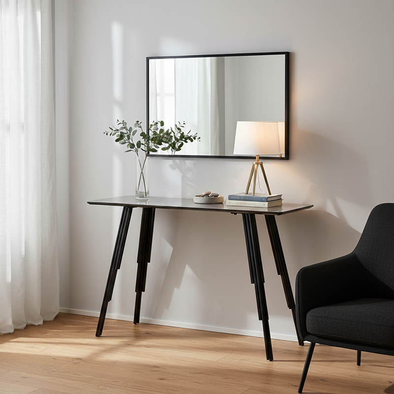 Konsolë Lifo pakoworld MDF çimento gri e errët-e zezë 120x40x75cm