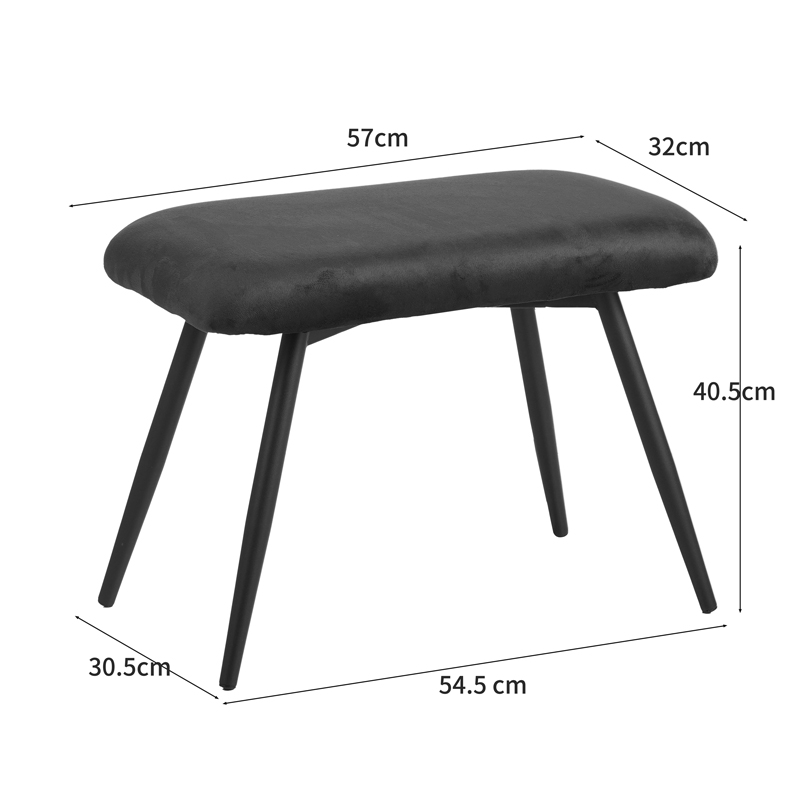 Fotel me mbështetëse këmbësh Rueda pakoworld kadife në nuancë jeshile të errët me këmbë metalike të zeza 71.5x66.5x99cm