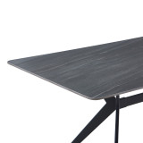 Tavolinë Olivet pakoworld mdf-gur ranor me pamje mermeri-këmbë metalike e zezë 180x90x76cm