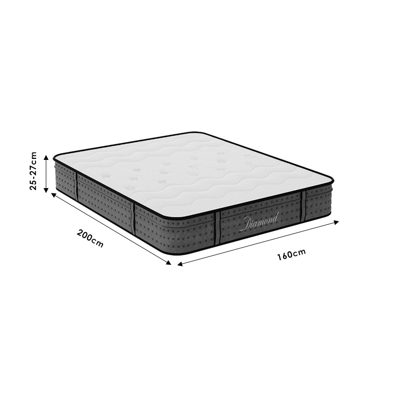 Dyshek Diamond pakoworld 3 zona me susta xhepi + shkumë memorie xhel 25-27cm 160x200cm