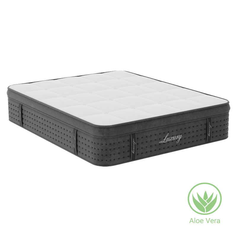 Dyshek Luxury pakoworld me susta xhepi + shkumë memorie me xhel + latex aloe vera 34-36cm 160x200cm