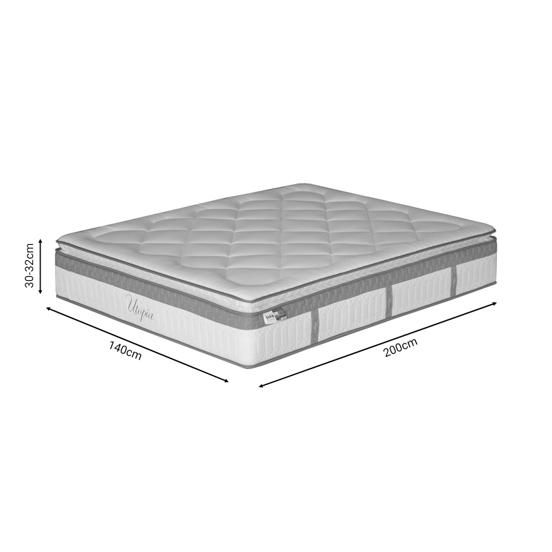Dyshek Utopia pakoworld me susta xhepi me një anë me shtresë sipërfaqësore 30-32cm 140x200cm
