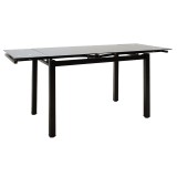 Tavolinë ngrënieje e zgjerueshme Finn pakoworld xham 8mm këmbë të zeza 110-170x70x75cm