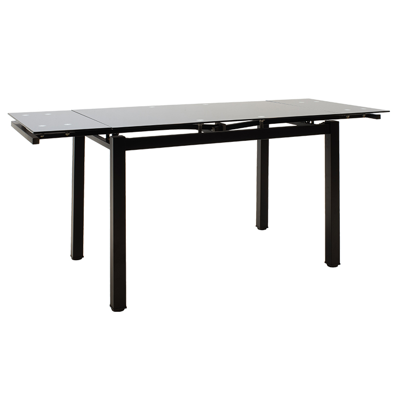 Tavolinë ngrënieje e zgjerueshme Finn pakoworld xham 8mm këmbë të zeza 110-170x70x75cm