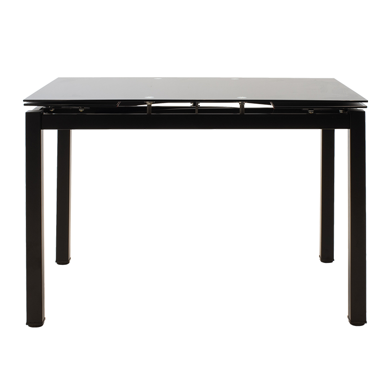 Tavolinë ngrënieje e zgjerueshme Finn pakoworld xham 8mm këmbë të zeza 110-170x70x75cm