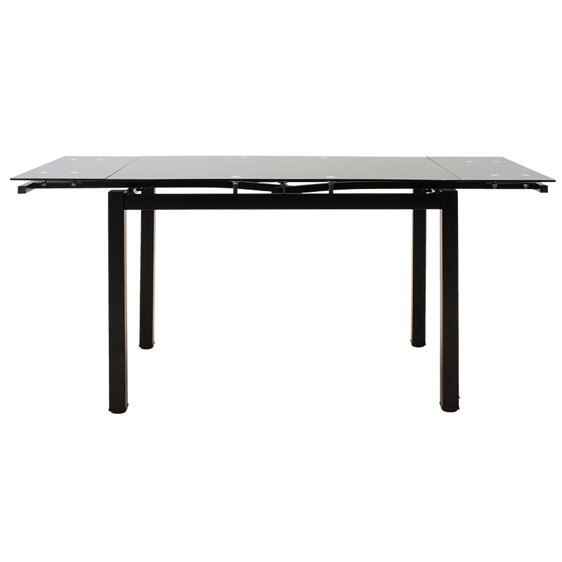 Tavolinë ngrënieje e zgjerueshme Finn pakoworld xham 8mm këmbë të zeza 110-170x70x75cm