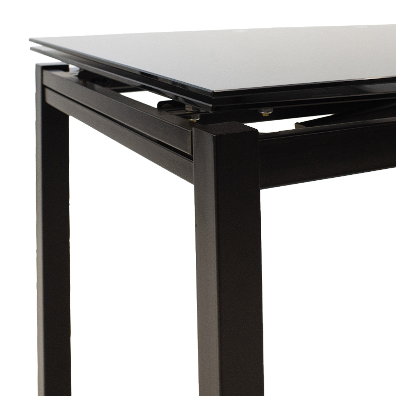 Tavolinë ngrënieje e zgjerueshme Finn pakoworld xham 8mm këmbë të zeza 110-170x70x75cm