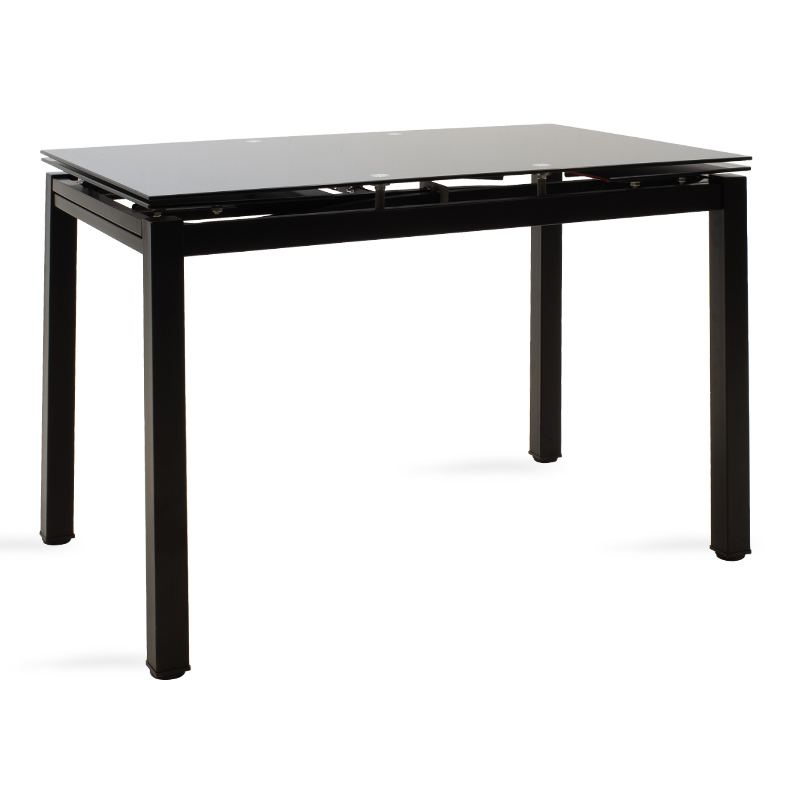 Tavolinë ngrënieje e zgjerueshme Finn pakoworld xham 8mm këmbë të zeza 110-170x70x75cm