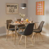 Tavolinë ngrënieje Chloe pakoworld xham gri e errët - këmbë natyrale 120x70x75cm